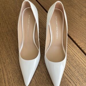 Stuart Weitzman Glossy White Heels